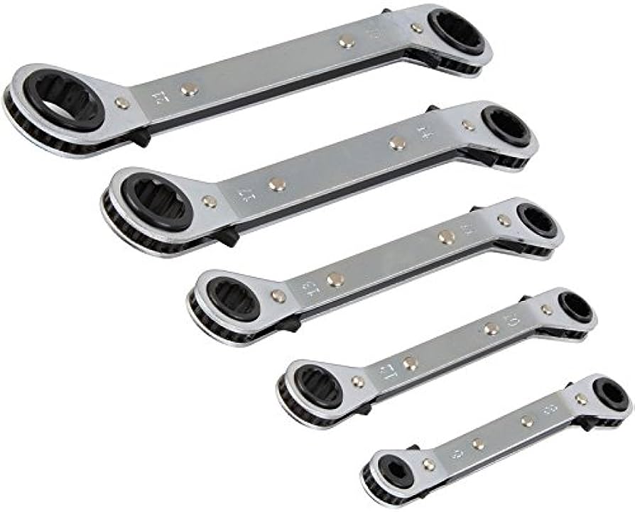 Olympia Tools 5Pc Offset Ratcheting Box Wrench / Ring Spanner Set