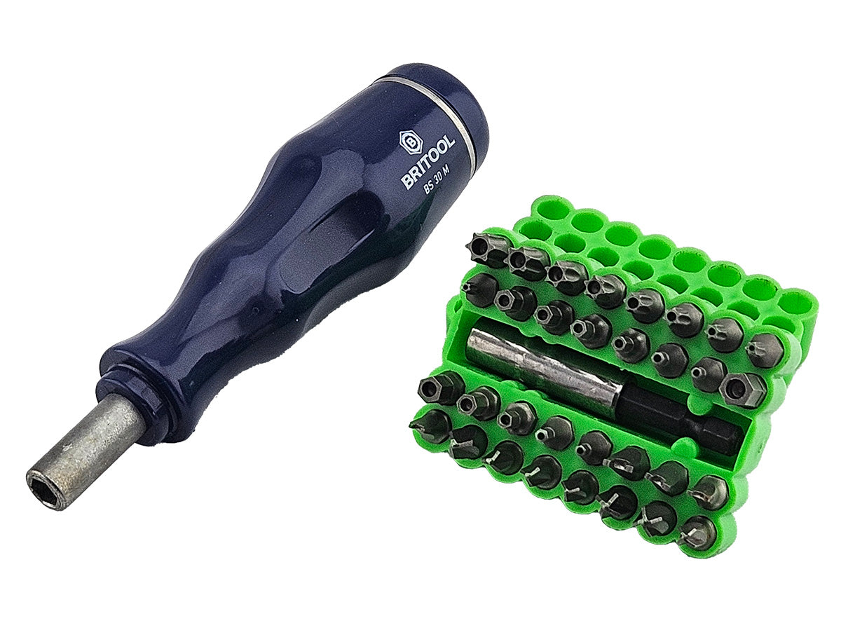 Britool Bit Driver For 1/4" Shank Screwdriver Bits + 33Pc Security Bit Set
