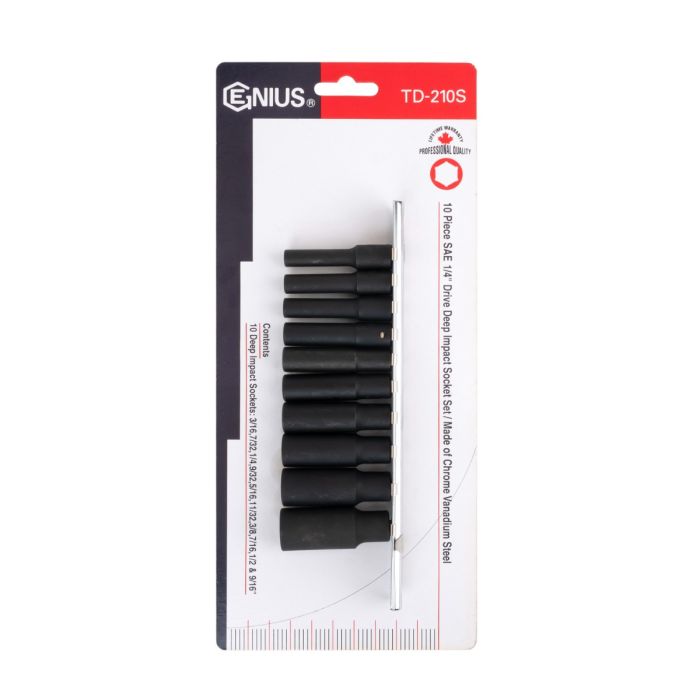 Genius Tools 10-Piece 1/4" Drive AF Deep Impact Socket Set TD-210S
