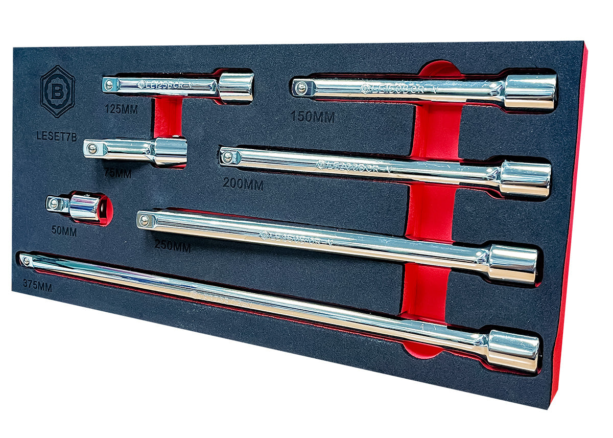 7Pc Fixed Extension Bar Set, 1/2" Drive - Britool Hallmark