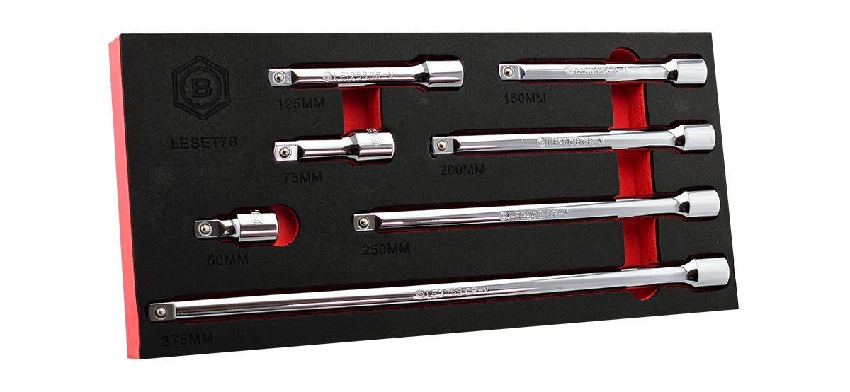 7Pc Fixed Extension Bar Set, 1/2" Drive - Britool Hallmark