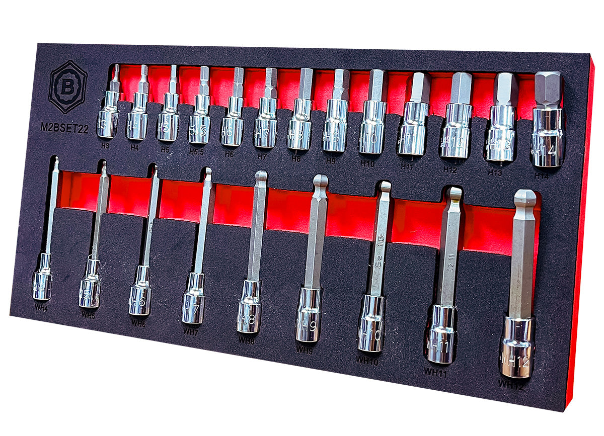 22Pc 3/8" Standard Hex & Long Ball-End Hex / Allen Key Bit Socket Set From Britool Hallmark
