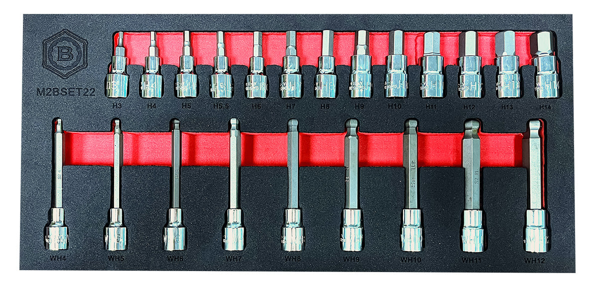 22Pc 3/8" Standard Hex & Long Ball-End Hex / Allen Key Bit Socket Set From Britool Hallmark