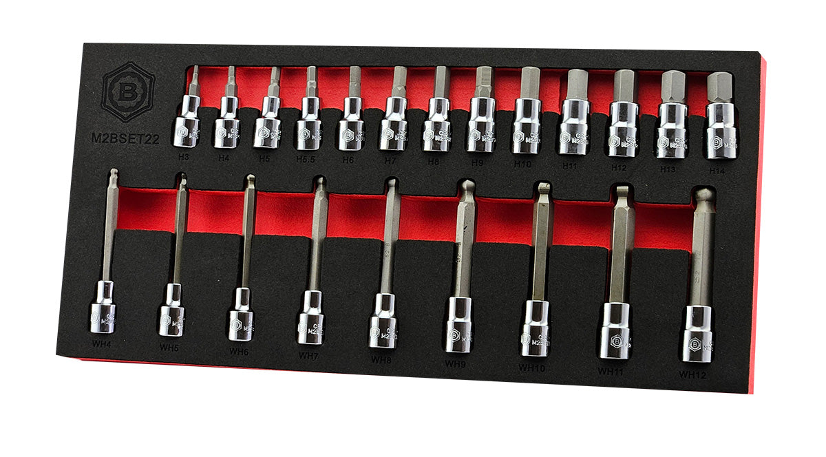 22Pc 3/8" Standard Hex & Long Ball-End Hex / Allen Key Bit Socket Set From Britool Hallmark