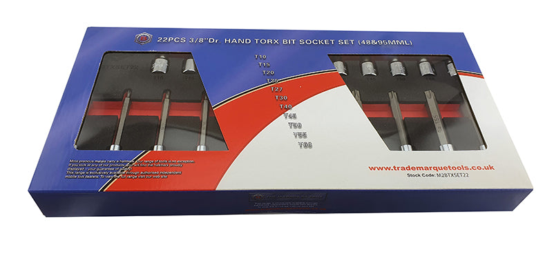 3/8"SD STANDARD & LONG TORX KEY / STAR BIT SOCKET SET FROM BRITOOL HALLMARK