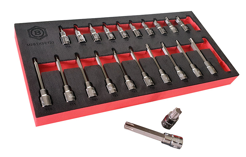 3/8"SD STANDARD & LONG TORX KEY / STAR BIT SOCKET SET FROM BRITOOL HALLMARK