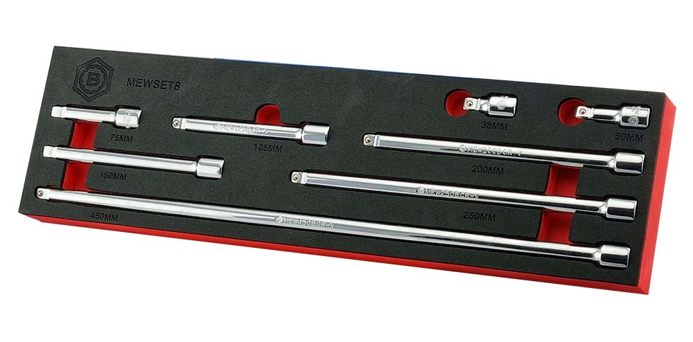 Britool 3/8" Dr. Standard & Deep Socket Set (12 Point) 6-24mm + Wobble Extension Bar Set