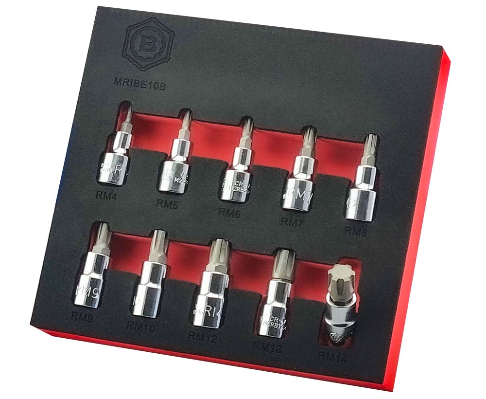 8Pc Spline Bit Socket Set + 10pc Ribe Bit Socket Set - Britool Hallmark