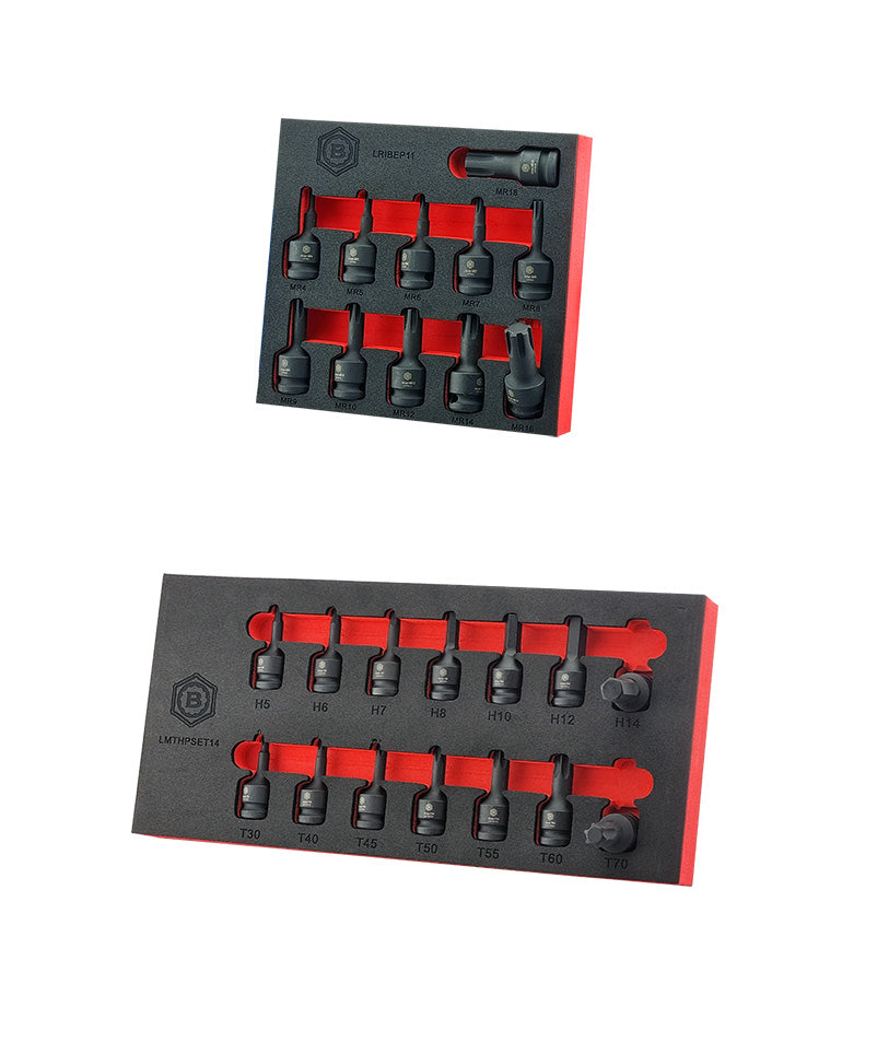 Britool 1/2" Drive Ribe Impact Socket Set + Hex & Torx Impact Driver Set