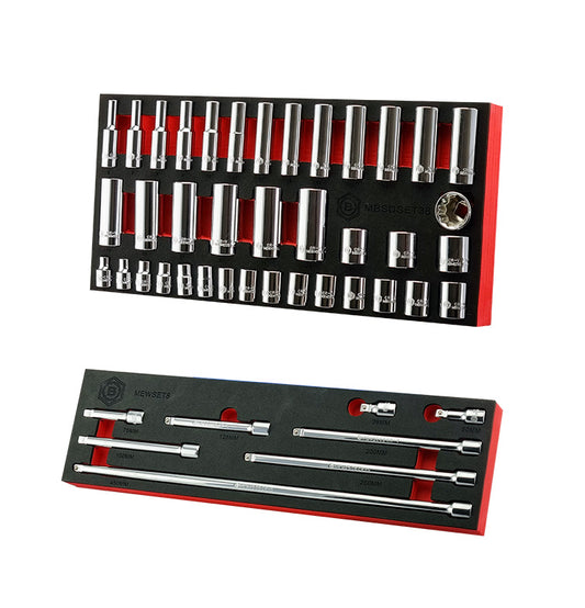 Britool 3/8" Dr. Standard & Deep Socket Set (12 Point) 6-24mm + Wobble Extension Bar Set