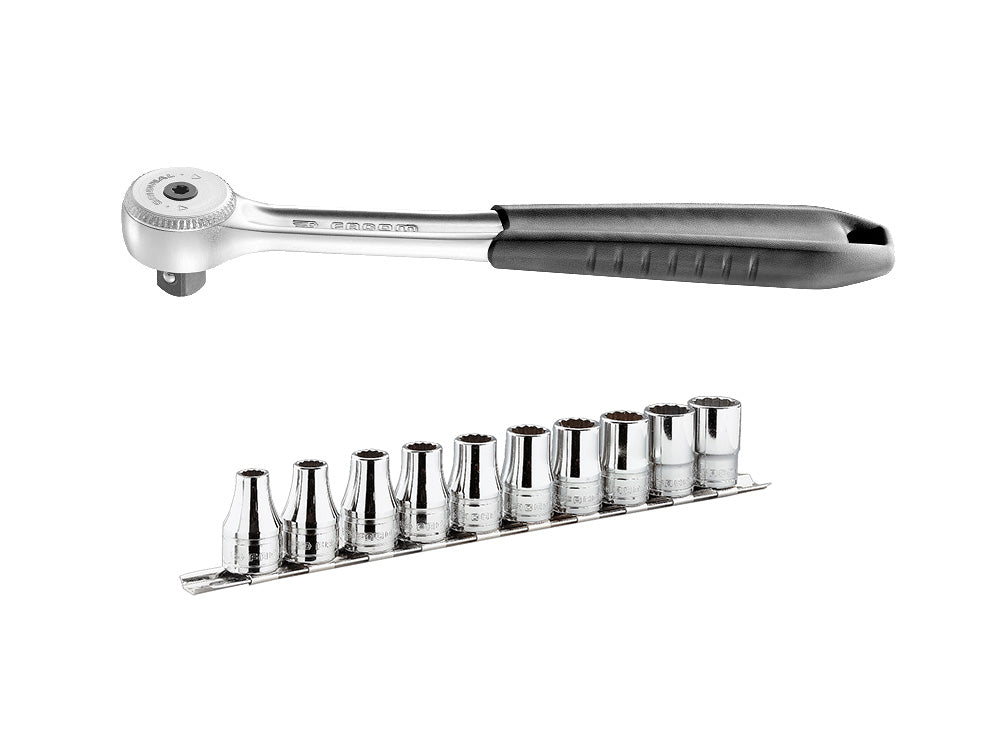 1/2" Drive Round Head Ratchet + FREE Socket Set From Facom Tools