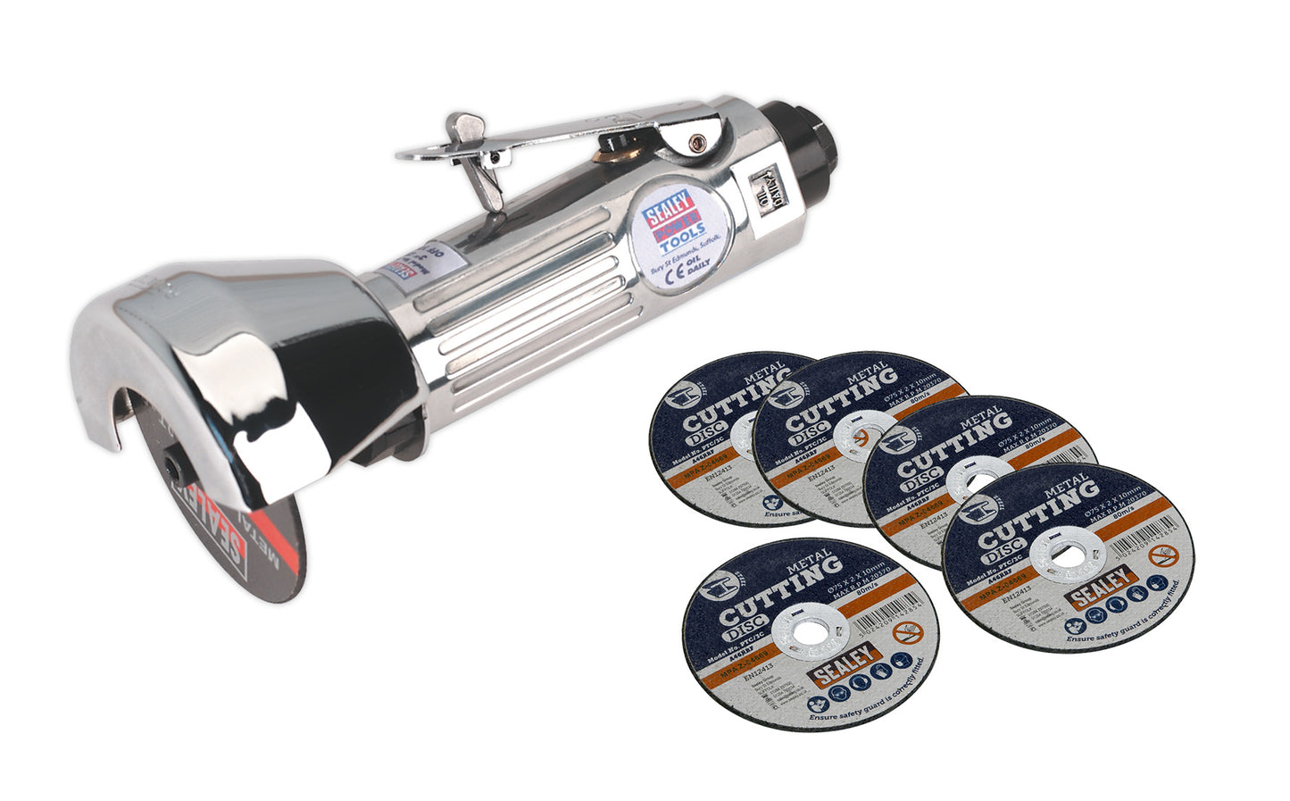 Air Cut-Off Tool 75mm + 5 Pack of Cutting Discs