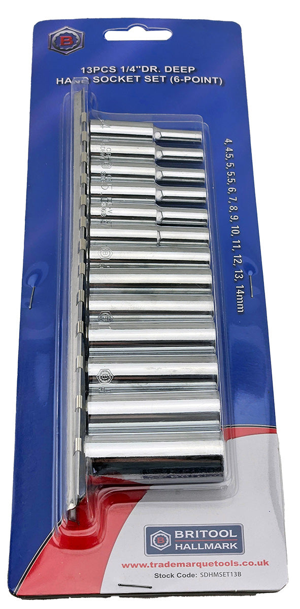 1/4" Drive Deep Socket Set (6-Point) 4-14mm From Britool Hallmark