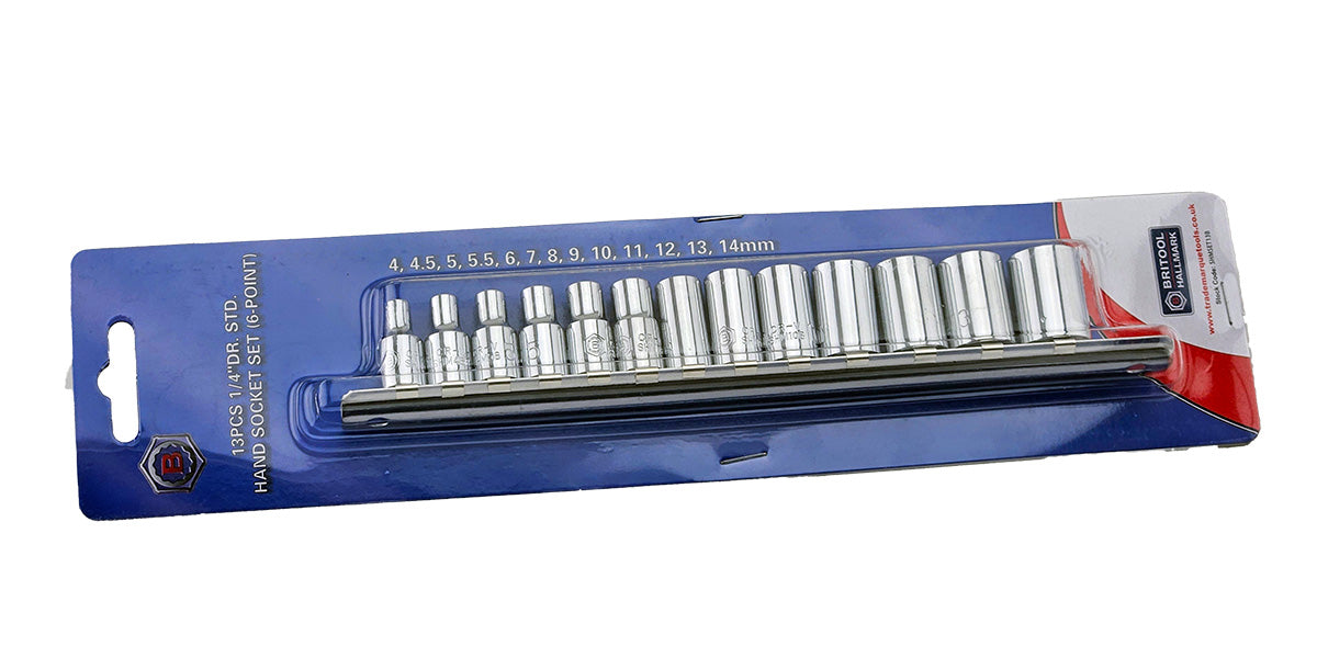 1/4" Dr. Swivel Head Ratchet + Standard & Deep Socket Sets From Britool Hallmark