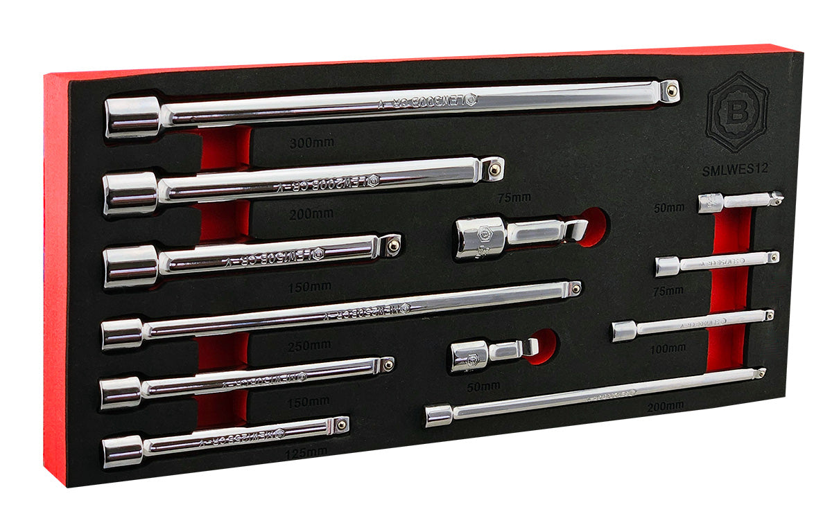 3Pc Extending Ratchet Set With Flex-Heads + Extension Bar Set - Britool Hallmark
