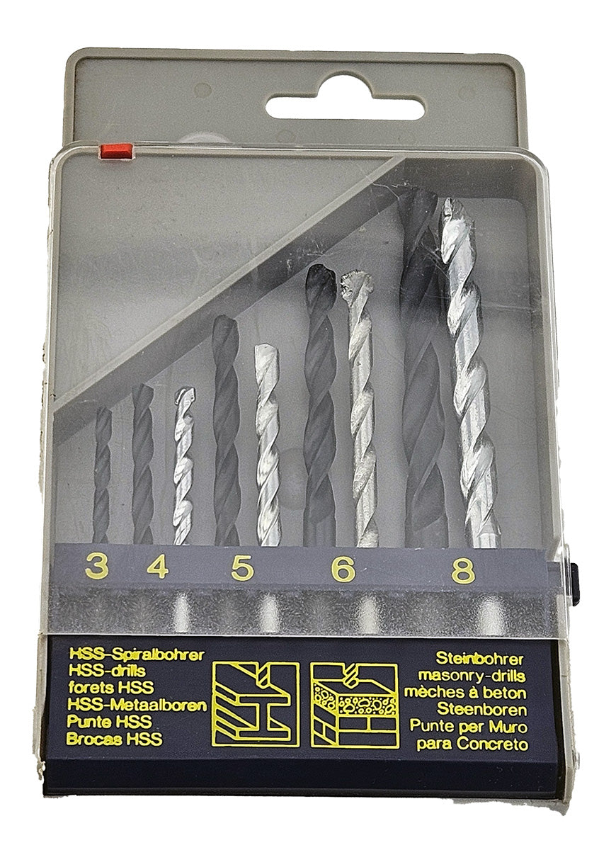 9Pc HSS and Masonry and Drill Bit Set