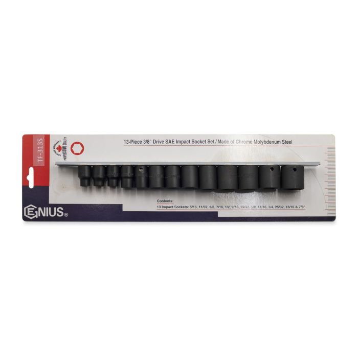 13Pc 3/8" Drive AF Impact Socket Set Genius Tools TF-313S