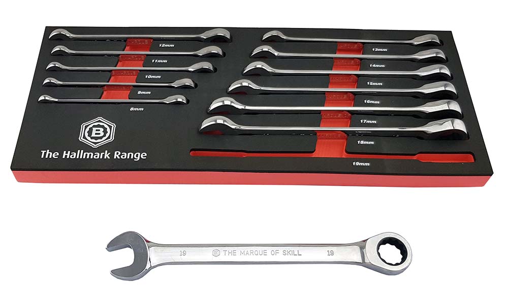 12pc Ratchet Spanner Set 8-19mm - Britool Hallmark