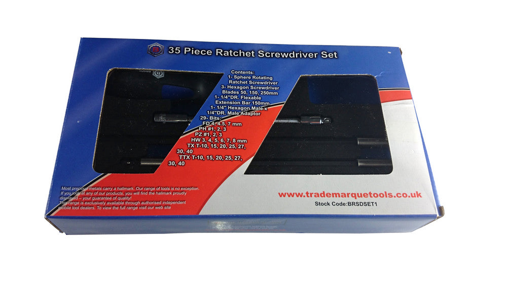 RATCHET SCREWDRIVER SET 35 PIECES - BRITOOL HALLMARK BRSDSET1