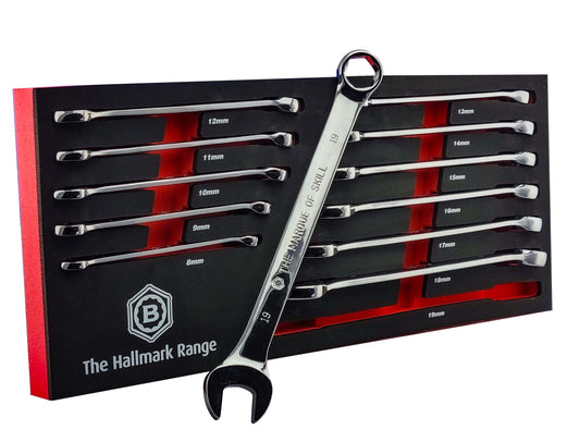 12PC COMBINATION SPANNER SET WITH HEXAGON 6 POINT RING FROM BRITOOL HALLMARK