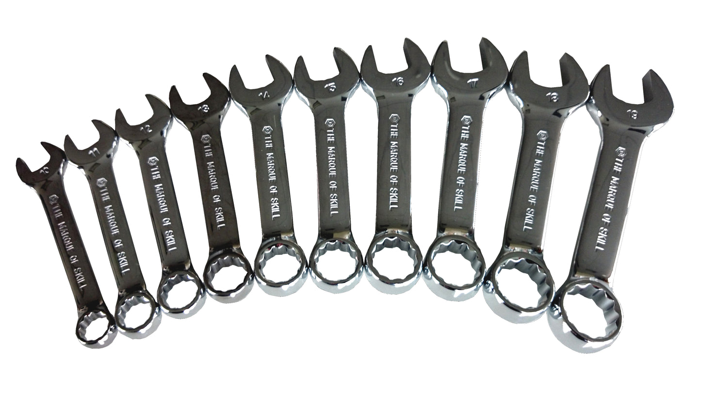 10PC STUBBY COMBINATION SPANNER SET WITH 12 POINT RING FROM BRITOOL HALLMARK