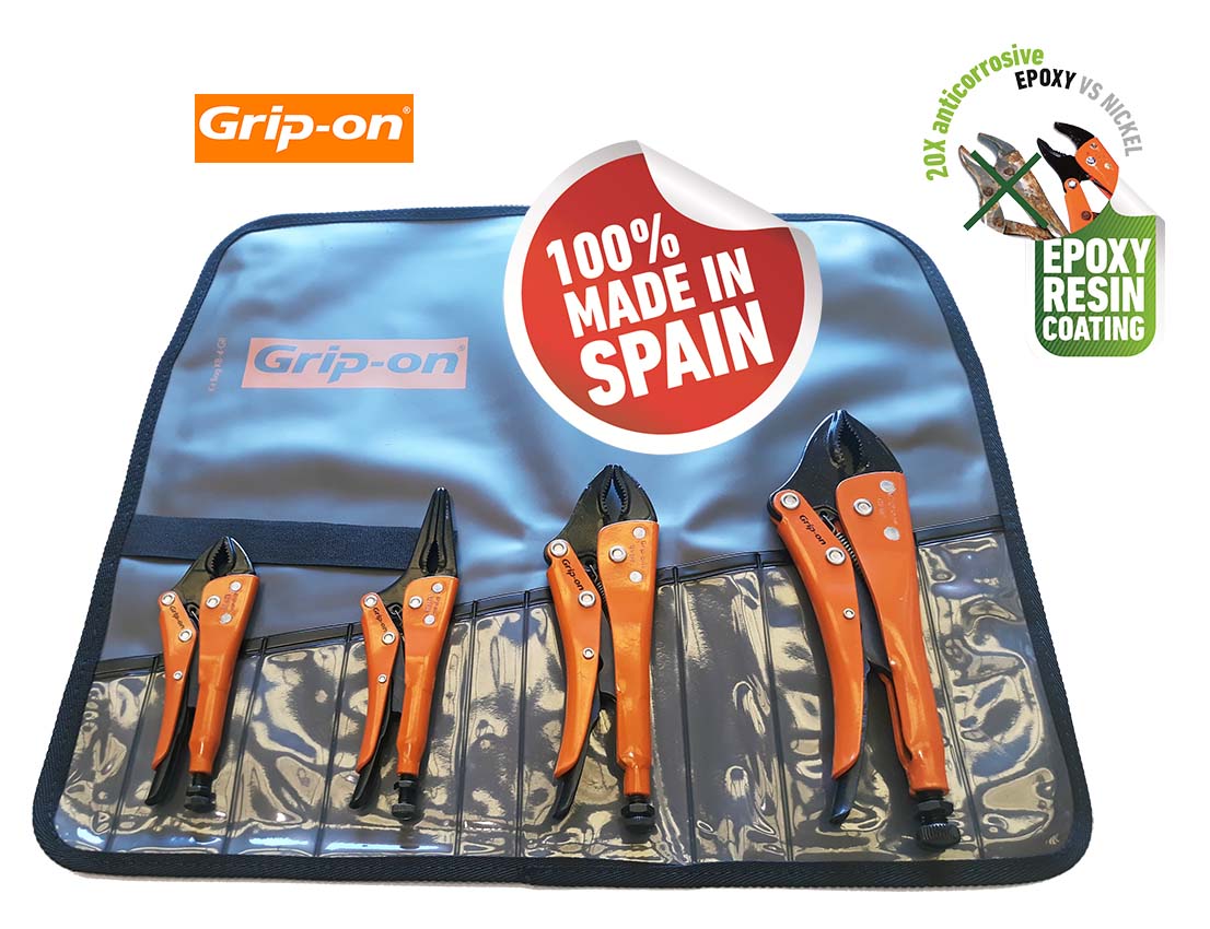 Grip-On 4Pc Locking Pliers Set (Curved Jaw & Long Nose)