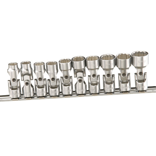 10Pc 3/8" Dr. Metric Universal Flexi Hand Socket Set (12-Point) From Genius Tools