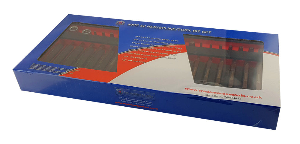 40PC S2 STEEL BIT SET ALLEN (HEX) / TORX (STAR) / SPLINE (XZN) BRITOOL HALLMARK