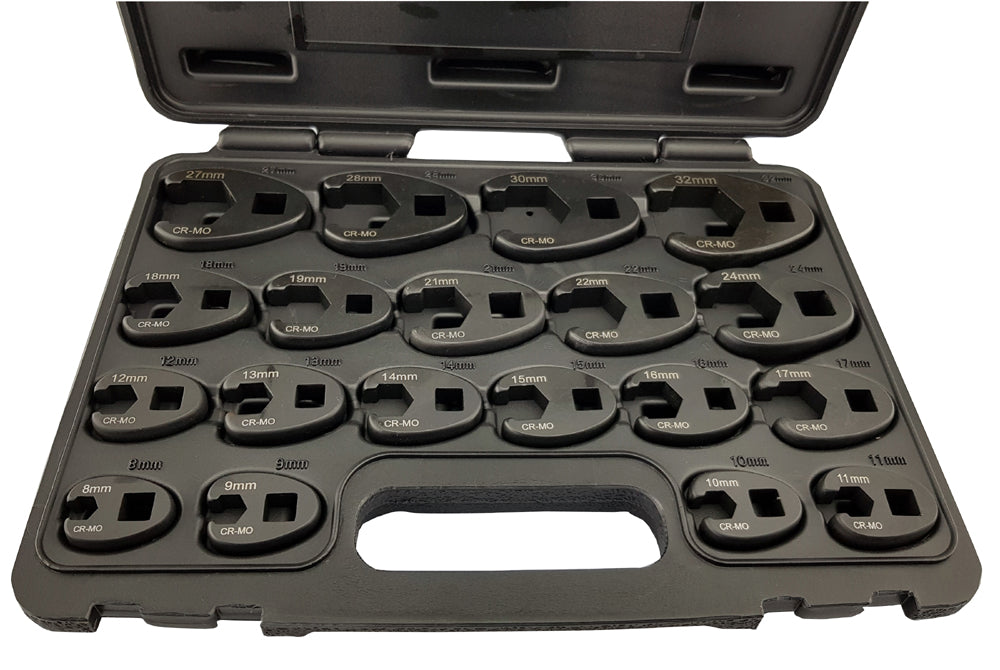 3/8" & 1/2" CROW'S FOOT SPANNER SET 19 PIECE, SIZES 8-32MM FROM BRITOOL HALLMARK