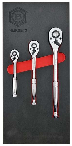 3 PIECE PEAR-HEAD RATCHET SET IN FOAM TOOL CONTROL FROM BRITOOL HALLMARK