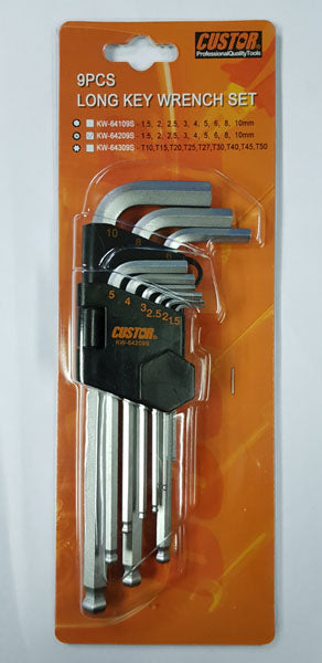 9Pc Long Ball-End Allen / Hex Key Set From Custor Tools