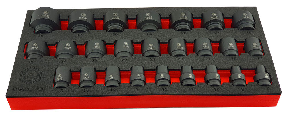 25Pc 1/2" Drive 6-Point Impact Socket Set, 8-36mm By Britool Hallmark