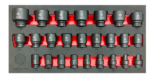 25Pc 1/2" Drive 6-Point Impact Socket Set, 8-36mm By Britool Hallmark