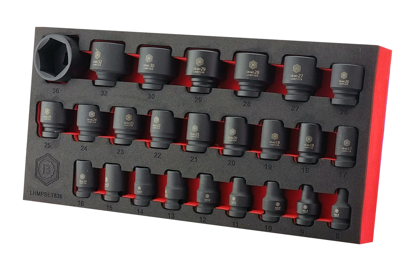 25Pc 1/2" Drive 6-Point Impact Socket Set, 8-36mm By Britool Hallmark