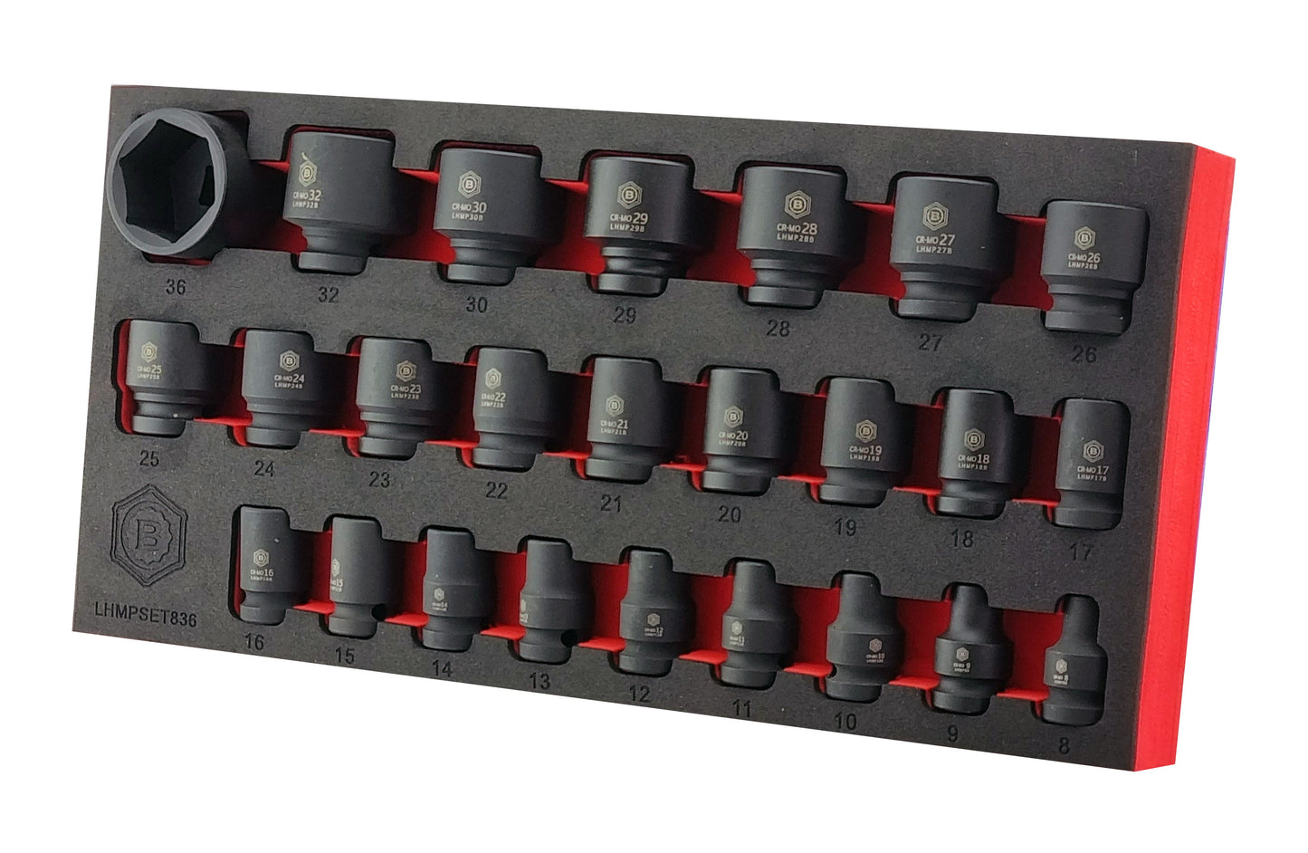 25PC 1/2" DRIVE IMPACT SOCKET SET (6 POINT) SIZES 8-36MM FROM BRITOOL HALLMARK