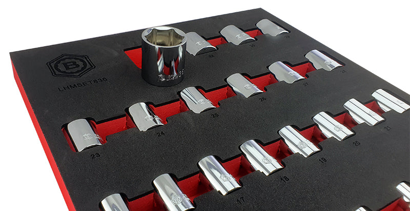 1/2" Drive Chrome Socket Set (6-Point) Sizes 10-36mm From Britool Hallmark