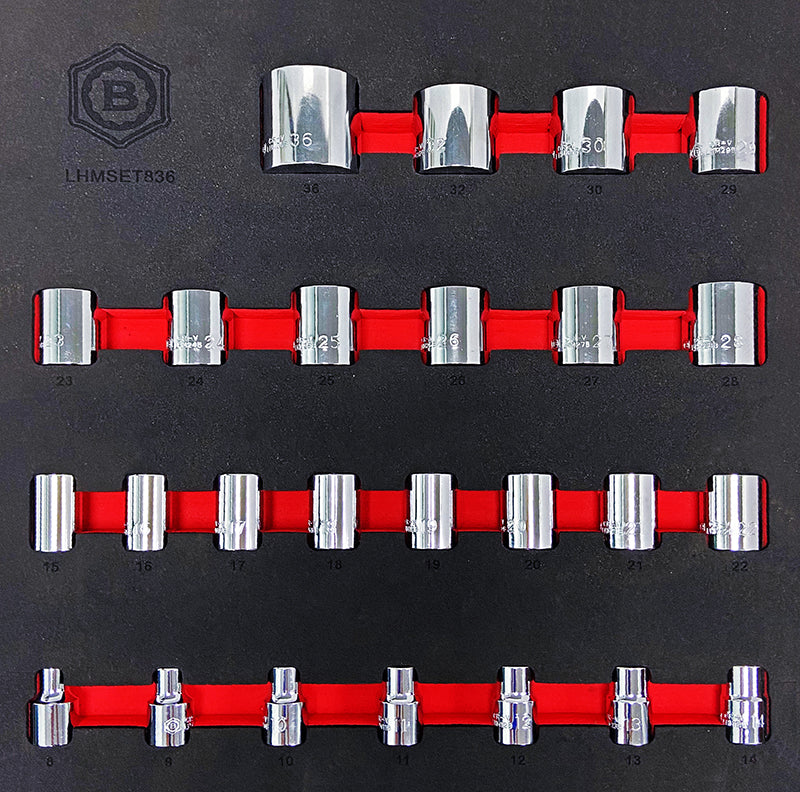 1/2" Drive Chrome Socket Set (6-Point) Sizes 10-36mm From Britool Hallmark