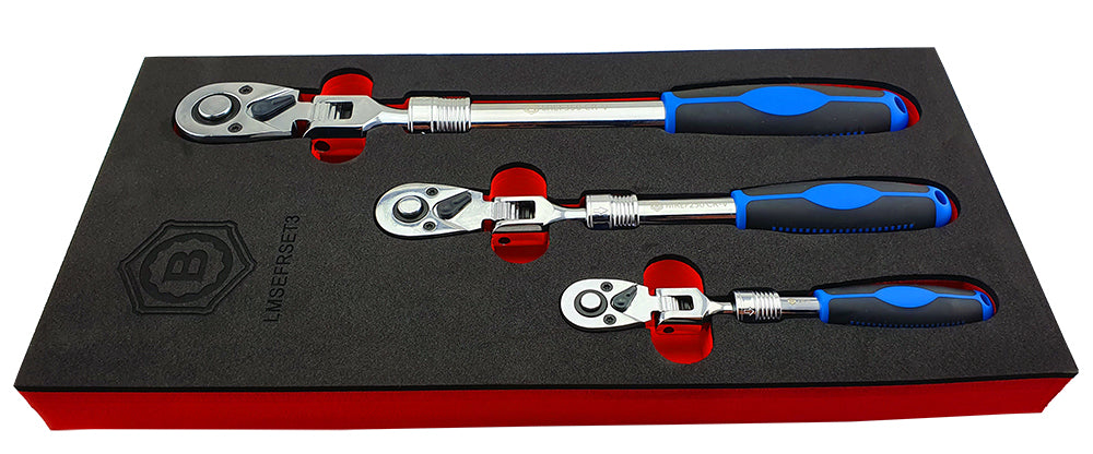 3PC EXTENDING RATCHET SET WITH FLEX-HEADS FROM BRITOOL HALLMARK