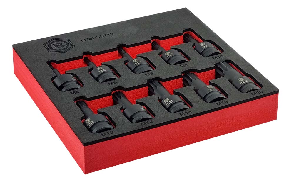 SPLINE XZN IMPACT DRIVER SET 10PC, 1/2" DRIVE FROM BRITOOL HALLMARK