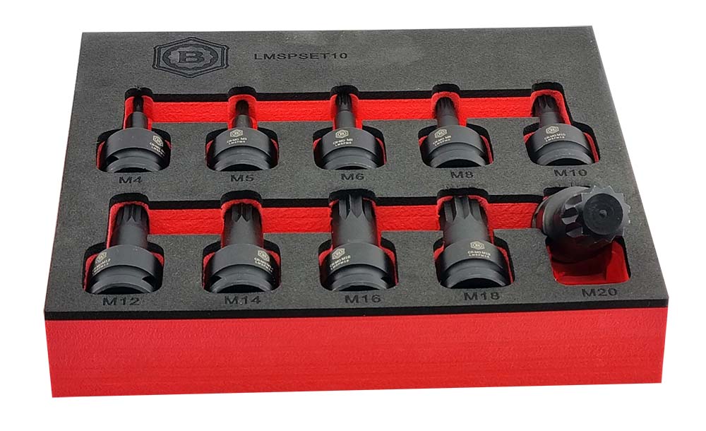 SPLINE XZN IMPACT DRIVER SET 10PC, 1/2" DRIVE FROM BRITOOL HALLMARK