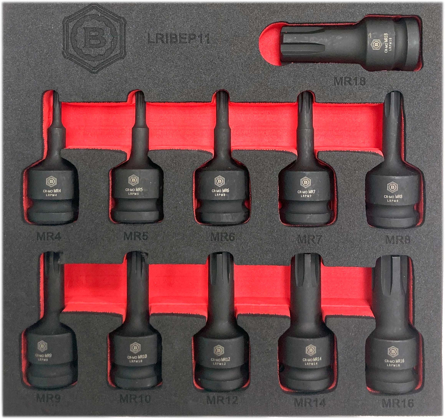 Britool Hallmark 1/2" Drive Ribe Impact Socket Set M4-M18