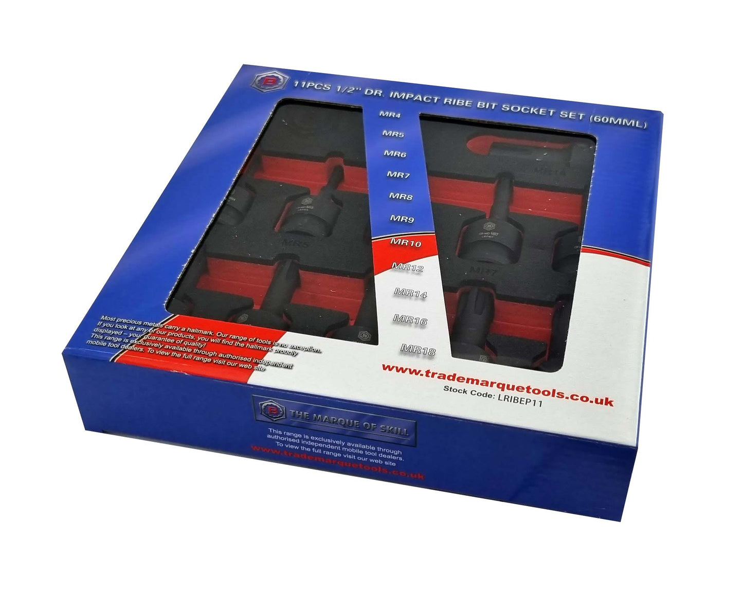 Britool Hallmark 1/2" Drive Ribe Impact Socket Set M4-M18