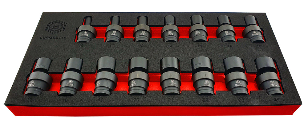15Pc 1/2" Drive Flexi Swivel Joint Impact Socket Set 10-24mm By Britool Hallmark