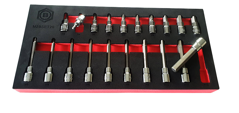 20Pc 3/8" Standard & Long Hex/Allen Key Bit Socket Set - Britool Hallmark
