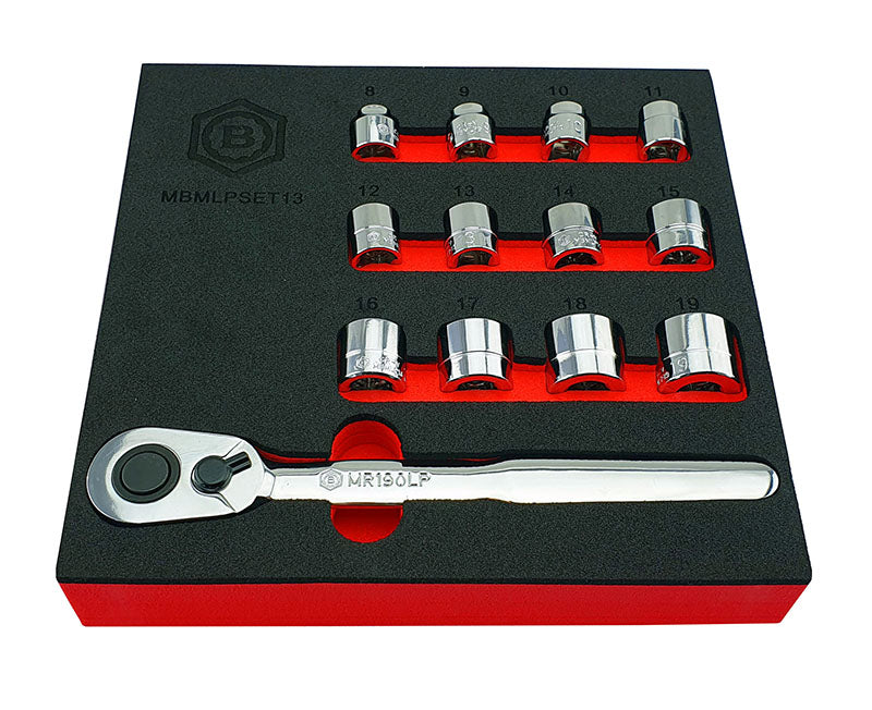 13Pc Low Profile / Restricted Access Socket & Ratchet Set From Britool Hallmark
