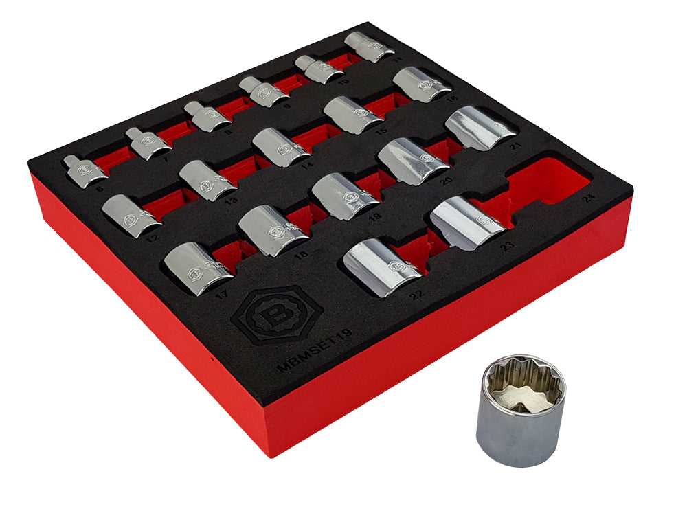 19Pc 3/8" Drive 12-Point Socket Set 6-24mm From Britool Hallmark