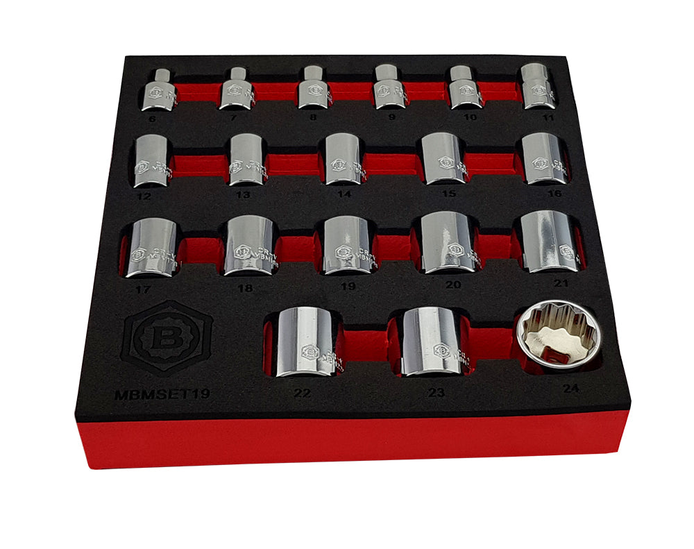 19Pc 3/8" Drive 12-Point Socket Set 6-24mm From Britool Hallmark