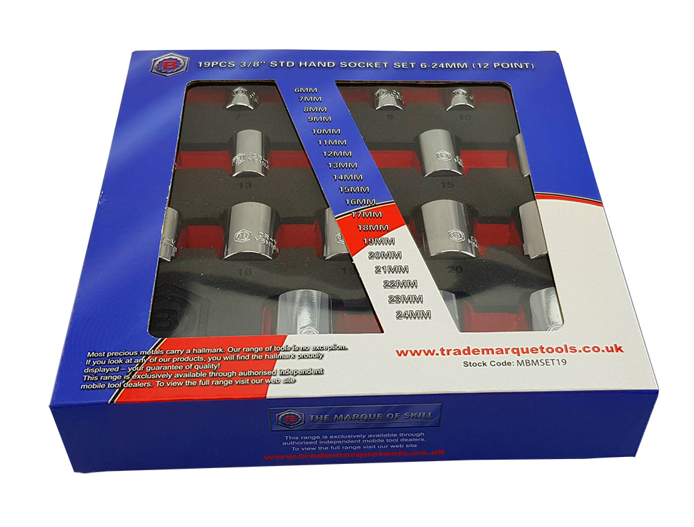 19Pc 3/8" Drive 12-Point Socket Set 6-24mm From Britool Hallmark