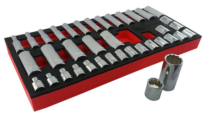 38Pc 3/8" Dr. Standard & Deep Socket Set (12 Point) 6-24mm From Britool Hallmark