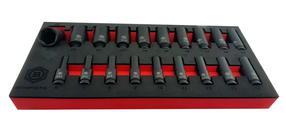 19PC 3/8" Drive Deep Hex 6-Point Impact Socket Set - Britool Hallmark